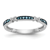 14K White Gold Blue Diamond Band - 7